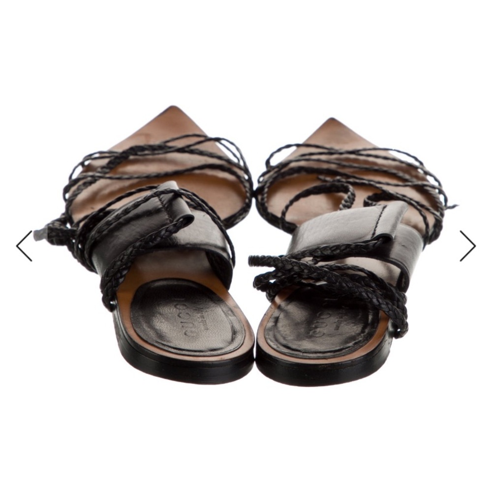 Gucci Black Braided Leather Lace-Up Flat Sandal SZ 6/36 - Picture 4 of 4